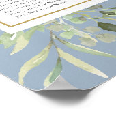 Elegant Dusty Blue Greenery Wedding Seating Chart Poster (Hoek)