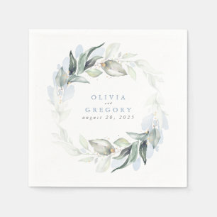 Elegant Dusty Blue Greenery Wedding Servet
