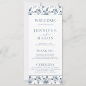 Elegant Dusty Blue Grey Bloem Trouwprogramma's (Voorkant)