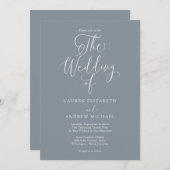 Elegant Dusty Blue Grey Minimalist Wedding Kaart (Voorkant / Achterkant)