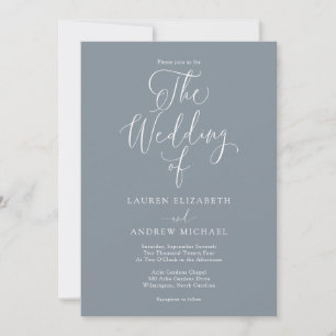 Elegant Dusty Blue Grey Minimalist Wedding Kaart