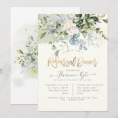 Elegant Dusty Blue Gum Eucalyptus Rehearsal Dinner Kaart (Voorkant / Achterkant)