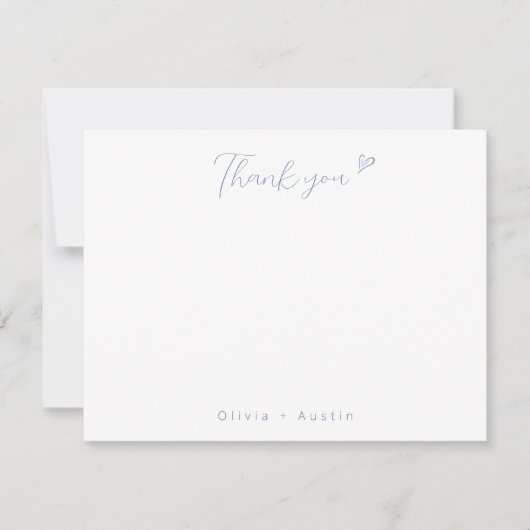 Elegant Dusty Blue Hand getrokken boog dank u Notitiekaartje (Voorkant)