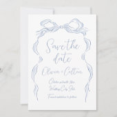 Elegant Dusty Blue Hand getrokken boog opslaan van Save The Date (Voorkant)