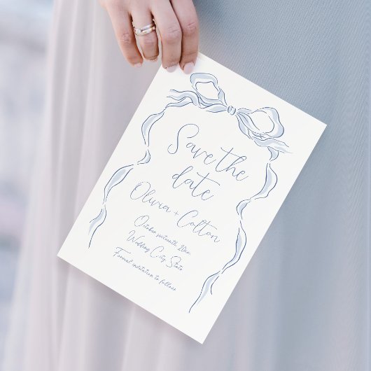 Elegant Dusty Blue Hand getrokken boog opslaan van Save The Date