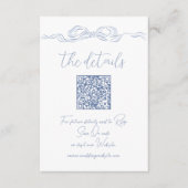 Elegant Dusty Blue Hand getrokken boog QR Code Det Informatiekaartje (Voorkant)