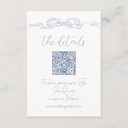 Elegant Dusty Blue Hand getrokken boog QR Code Det Informatiekaartje (Voorkant)