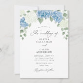 Elegant Dusty Blue Hydrangea Bloemenbruiloft Kaart (Voorkant)