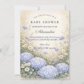 Elegant Dusty Blue Hydrangea Garden Baby Shower Kaart (Voorkant)