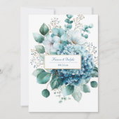 Elegant Dusty Blue Hydrangea Gold Floral Kaart (Voorkant)