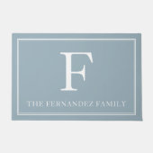 Elegant Dusty Blue Initiaal familienaam Deurmat (Voorkant)