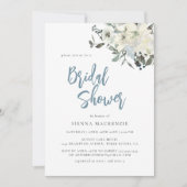 Elegant Dusty Blue Ivory Floral Bridal Shower Kaart (Voorkant)