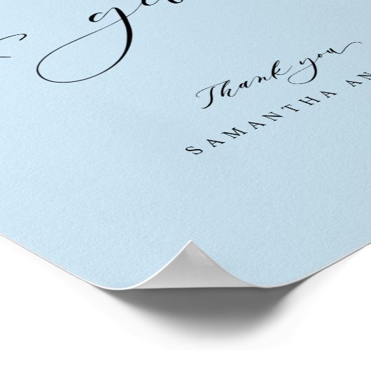 Elegant Dusty Blue Kaarten en Gifts Wedding Sign Poster (Hoek)