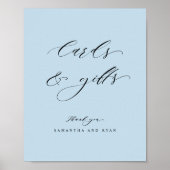 Elegant Dusty Blue Kaarten en Gifts Wedding Sign Poster (Voorkant)