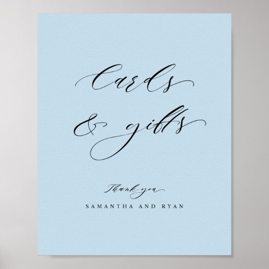 Elegant Dusty Blue Kaarten en Gifts Wedding Sign Poster (Voorkant)