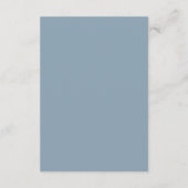 Elegant Dusty Blue Kalligrafie Bruiloft Details Informatiekaartje (Achterkant)