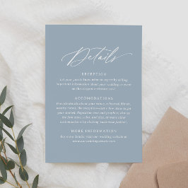 Elegant Dusty Blue Kalligrafie Bruiloft Details RSVP Kaartje