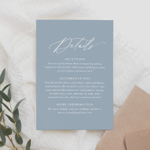 Elegant Dusty Blue Kalligrafie Bruiloft Details RSVP Kaartje