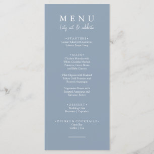 Elegant Dusty Blue Laten we Kalligrafie bruiloft e Menu