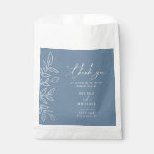 Elegant Dusty Blue Leaves Weddenschap Bedankt Bedankzakje (Voorkant)