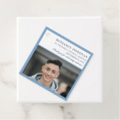 Elegant Dusty Blue met fotobevestiging Bedankjes Labels (In situ)