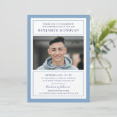 Elegant Dusty Blue met fotobevestiging Kaart (Staand voorkant)