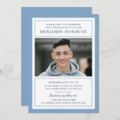 Elegant Dusty Blue met fotobevestiging Kaart (Voorkant / Achterkant)