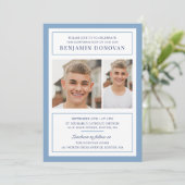 Elegant Dusty Blue met fotobevestiging Kaart (Staand voorkant)