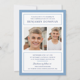 Elegant Dusty Blue met fotobevestiging Kaart