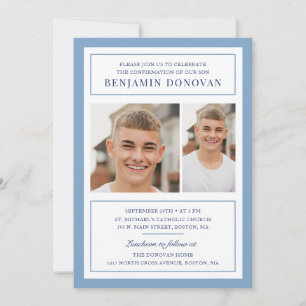 Elegant Dusty Blue met fotobevestiging Kaart