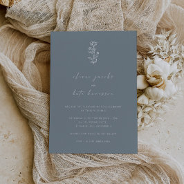 Elegant Dusty Blue Minimal Wedding Kaart