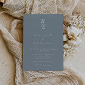 Elegant Dusty Blue Minimal Wedding Kaart