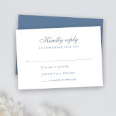 Elegant Dusty Blue Minimal Wedding RSVP Kaart