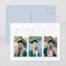 Elegant Dusty Blue Minimalist Afstuderen 3 Foto