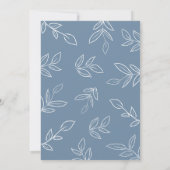 Elegant Dusty Blue Minimalist Leaves Wedding Kaart (Achterkant)