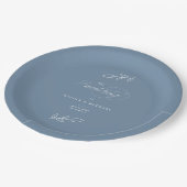 Elegant Dusty Blue Minimalist Leaves Wedding Papieren Bordje (Gekanteld)