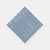 Elegant Dusty Blue Minimalist Leaves Wedding Servet (Hoek)