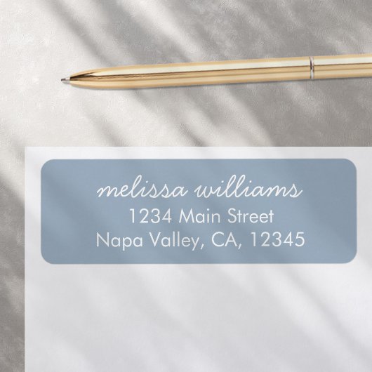 Elegant Dusty Blue Minimalist Return Address Etiket