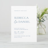 Elegant Dusty Blue Minimalistische bruiloft Kaart (Staand voorkant)