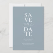 Elegant Dusty Blue Minimalistische bruiloft Save The Date (Voorkant)