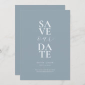 Elegant Dusty Blue Minimalistische bruiloft Save The Date (Voorkant / Achterkant)