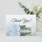 Elegant Dusty Blue Mirrored Rose Simple Wedding Bedankkaart (Staand voorkant)