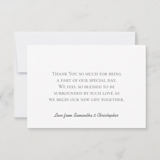 Elegant Dusty Blue Mirrored Rose Simple Wedding Bedankkaart (Achterkant)