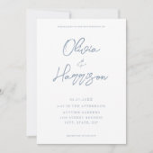 Elegant Dusty Blue Modern Calligraphy Wedding Kaart (Voorkant)