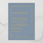 Elegant Dusty Blue Modern Wedding Folie Uitnodiging (Voorkant)