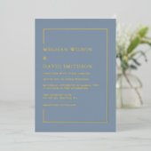 Elegant Dusty Blue Modern Wedding Folie Uitnodiging (Staand Voorkant)