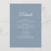 Elegant Dusty Blue Monogram Bruiloft Details Informatiekaartje (Voorkant)