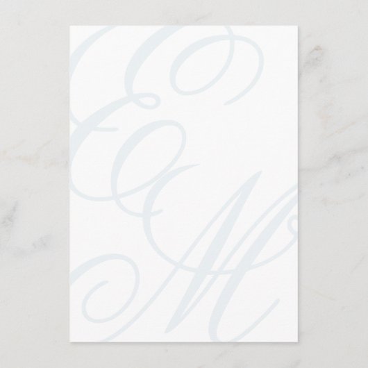 Elegant Dusty Blue Monogram Bruiloft Details Informatiekaartje (Achterkant)