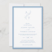 Elegant Dusty Blue Monogram Bruiloft Lijst Kaart (Voorkant)