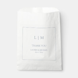 Elegant Dusty Blue Monogram Dank je bruiloft Bedankzakje
